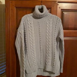 Light Blue Cable knit Turtleneck Sweater